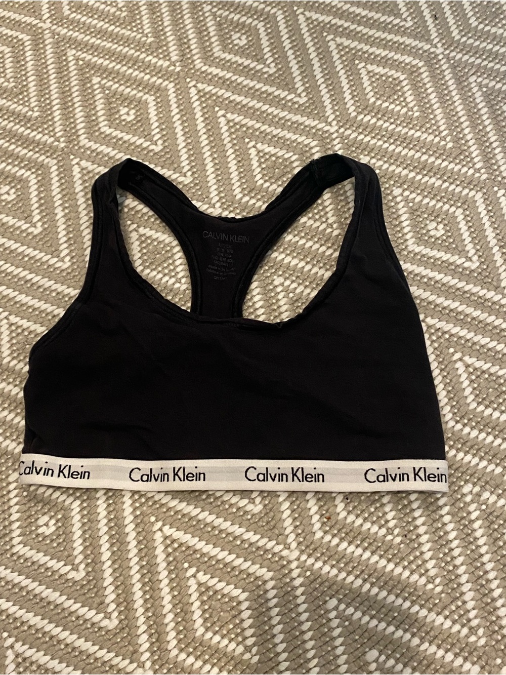 Calvin Klein Black Racerback Bralette with White Logo Band